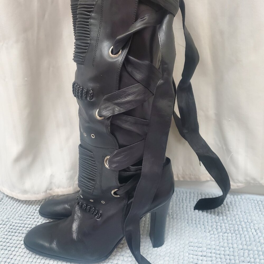 Gypsy Black Leather Corset Boots